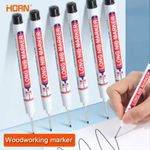 12Pcs Black Deep Hole Long Nib Marker Pen Set waterproof Metal Woodworking Tool