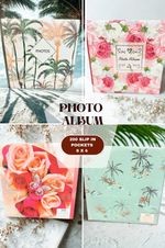 BEAUTIFUL DESIGN 6" X 4"  Photo Album with 200 Pockets FLORAL PRINT FOR MEMORIES