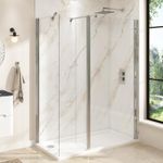 Walk In Wet Room Shower Enclosure 8mm Glass Screen Cubicle Side Panel Stone Tray