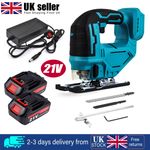 TQOQT 21V Cordless Jigsaw Electric Jig Saw Woodworking Tool With 2x Battery