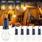 Solar Hanging Light Bulb Rechargeable LED Camping Tent Lamp USB Waterproof