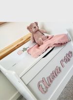 Personalised Children’s Rose White Toybox | Flower Design |Toy Storage Chest