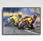 Barry Sheene Kenny Roberts MotoGP A3 print from painting by Greg Tillett poster