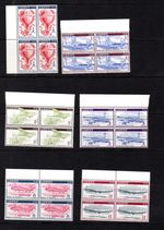 GB 1954 LUNDY  AIR HELICOPTER BALLON  PLANES  BLOCKS OF 4 UM SUPERB