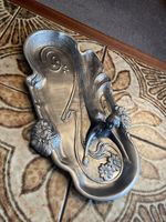 Vintage Art Nouveau Pewter Card  Tray Dish Lady Maiden Lake Mermaid