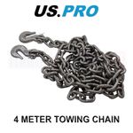 US PRO 4 Meter Steel Heavy Duty Towing Chain With Hooks 2450 KGS 9128