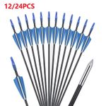 12/24Pcs 80CM Fibreglass Archery Arrows Field Hunting & Target Broadhead Tool UK