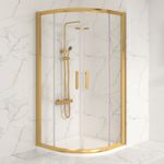 Brushed Brass Quadrant Shower Enclosure Slide Walk in Corner Cubicle Screen Door