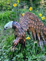 Eddy Eagle Garden Sculpture on Metal Stand - Exquisitely Detailed Finish