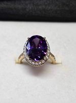 Gold Plated Purple Stone Amethyst Cubic Zirconia Ring Size “P” Non Tarnish