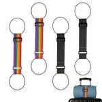 4 Pcs Luggage Connector Straps for Suitcases, Adjustable Black & Rainbow 