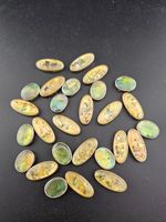 Lot of Oval Iridescent Cabochons, Metal Beads & Glass Cabochon Pendant - B6