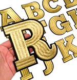 Gold Letter Patches 10.5cm Metallic Varsity Iron On Alphabet Applique