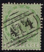 TOBAGO 1882-84 4d YELLOW-GREEN, SG 18, NICELY USED, EXPERTISED, CAT £95