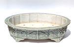 Large Antique c1900 Chinese Celadon Glazed Planter Bonsai with Lotus Decoration