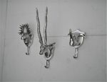 Metal Wall Mount Stag Moose Rhino Head Coat Hooks Set of 3 Pieces Wall Hook