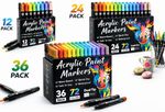 Professional Acrylic Paint Markers Dual Tip Fine Brush Pens for Stone Wood