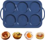 10Cm Giant Silicone Yorkshire Pudding Tray with Metal Handles,6 Cup Non Stick Ju