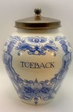 Stunning Dutch Delft Blue White Tobacco Toeback Jar Holland Pot Goedewaagen Old