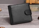 Mens RFID Blocking Genuine Leather wallet , Men Wallet with Snap Button