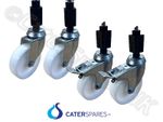 4 X HEAVY DUTY NYLON 100MM SWIVEL WHEEL CASTOR 30MM SQUARE LEG TUBING TABLES ETC