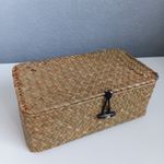 Rectangular Wicker Basket with Lid Seagrass Storage Multipurpose Container Box