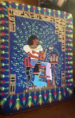 Egyptian Tapestry Khayamiya Marsh Scene On The Nile Quilt Patchwork 88x75