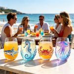 1PC Ocean Animal Mug Glass Tea Cup Embossed Glass Cup Clear Milk Cup Party Decor