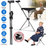 Walking Stick with Seat Height Adjustable Folding Cane Chair Elderly Seat Cane