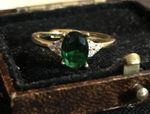 Vintage Style Green Crystal And White Gems Ring 18K Gold Plated