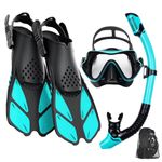 Mask Fins Snorkel Set, Snorkeling Gear for Adults, Panoramic View Snorkel Mask A