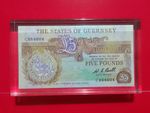 The States Of Guernsey £5 C464604 In Presentation Perspex Block W,C,Bull signs