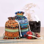 Rustic Egyptian Ethnic Jute Gift Bags – Linen Burlap Drawstring Pouches