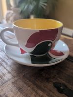 Kelloggs Cornflakes large oversized cup and saucer with Kelloggs logo design