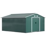 Outsunny 13 x 11ft Garden Shed Storage with Foundation Kit and Vents, Green