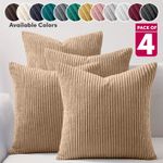 Pack of 4 Stripe Velvet Cushion Covers Decorative 18 x 18 Square Cushions Throw