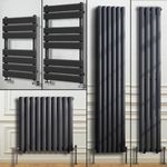 Anthracite Flat Panel Towel Rail Oval Column Designer Radiator Central Heating
