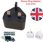 Shaver Plug Adaptor Shaving Toothbrush Adapter Epilators Bathroom UK 2 To 3 Pin