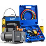 OMT 4CFM Vacuum Pump HVAC Manifold Gauge Set w Leak Detector for R134a R410a AC
