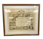 Framed Vtg 1914 “El Laurel de Baco” £185 Spanish Brewery Bond Certificate Madrid