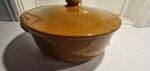 Vintage French Glazed Terracotta Casserole Dish Cocotte+ Lid Terrine Rustic 21cm