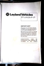 LEYLAND VEHICLES PARTS LIST for ENGINE EO.680/4011/1