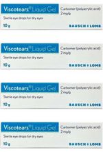 4 x VISCOTEARS Liquid Gel Carbomer 2mg/g (10g)  **only £5.99/unit**   NP