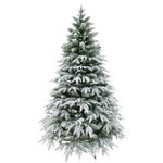 Christmas Tree Green Artificial Bushy Snow Covered Pine XMAS Home Decoration 7FT