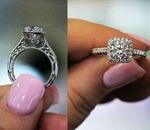Solid 14k White Gold 2.35Ct Round Cut Moissanite Halo Engagement Ring in Size 5