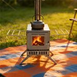 Wood Burning Stove Camping Log Burner Hot Garden Tent Stove with 7 Chimney Pipes