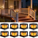 2-8PACK Solar Deck Post Cap Lights Flickering Flame Garden Fence Lamp For 4x4''