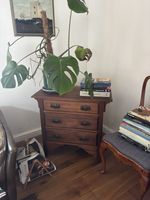 Edwardian chest of three drawers with decorative drop handles. medium size