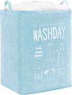 TRIXES Blue Fabric Laundry Storage Basket Bag with Handles Storage Hamper