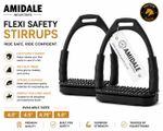 FLEXI SAFETY STIRRUPS HORSE RIDING BENDY IRONS BLACK COLOR FROM AMIDALE
